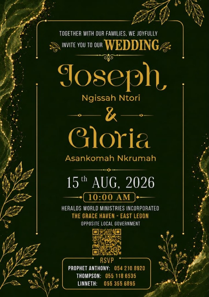 Joseph and Gloria wedding invitation
